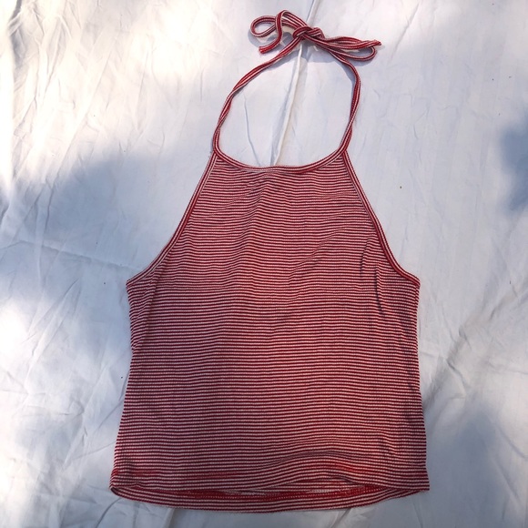 Red and white striped halter top - Picture 3 of 6